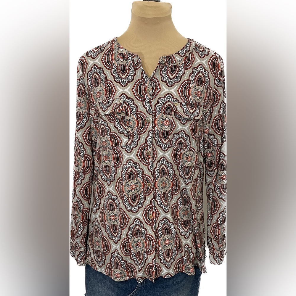 Dana Buchman Paisley Button Down Blouse